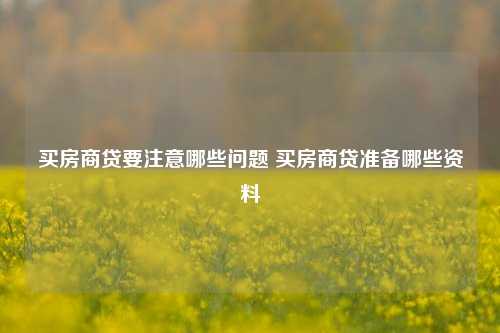 买房商贷要注意哪些问题 买房商贷准备哪些资料