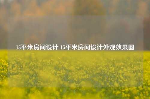 15平米房间设计 15平米房间设计外观效果图